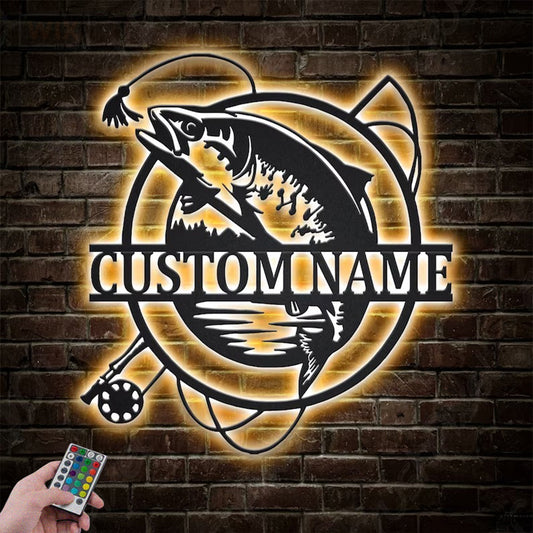 Fishing LED Metal Sign - Wix Decor
