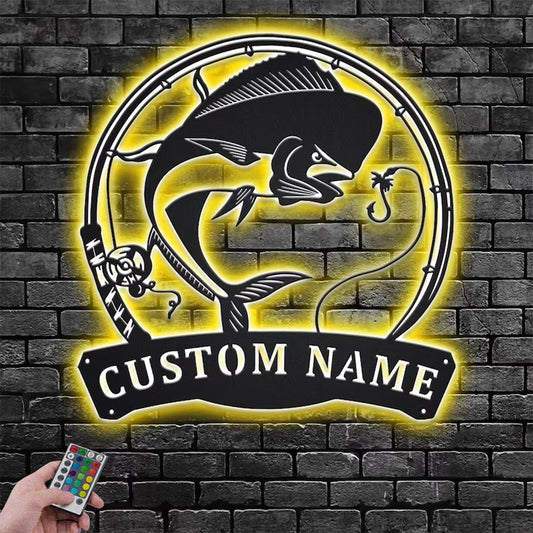 Fishing LED Metal Sign - Wix Decor