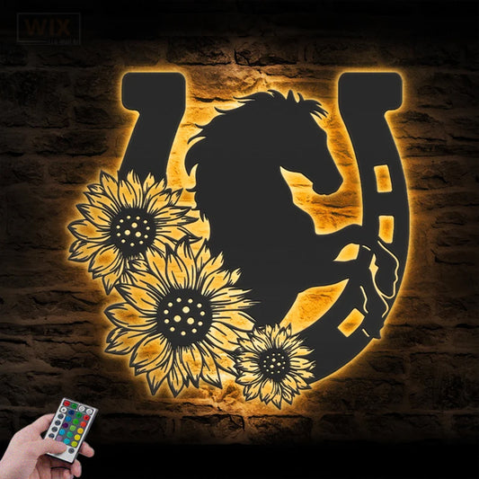 Horse LED Metal Sign