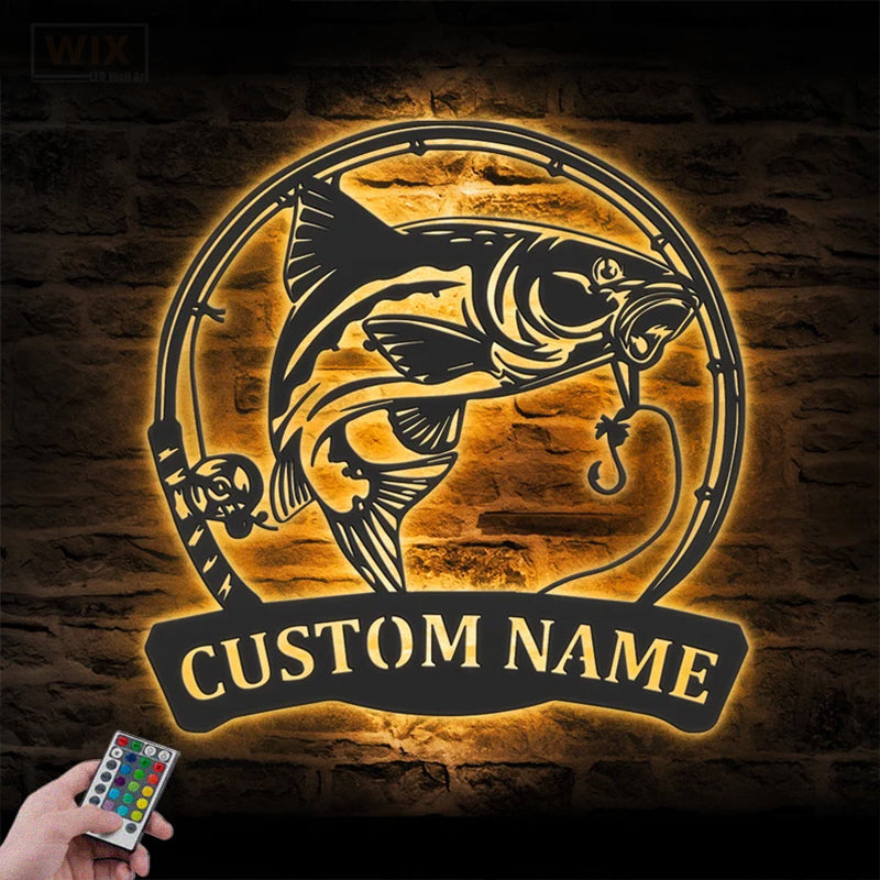 Fishing LED Metal Sign 