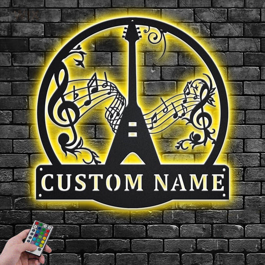 Guitar LED Metal Sign