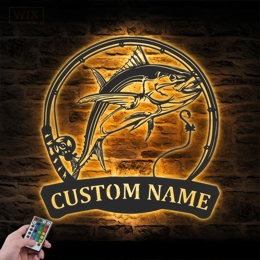 Fishing LED Metal Sign - Wix Decor