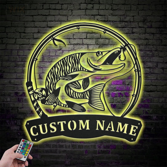 Fishing LED Metal Sign - Wix Decor