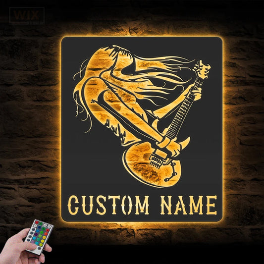 Guitar LED Metal Sign