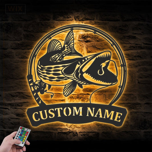 Fishing LED Metal Sign - Wix Decor