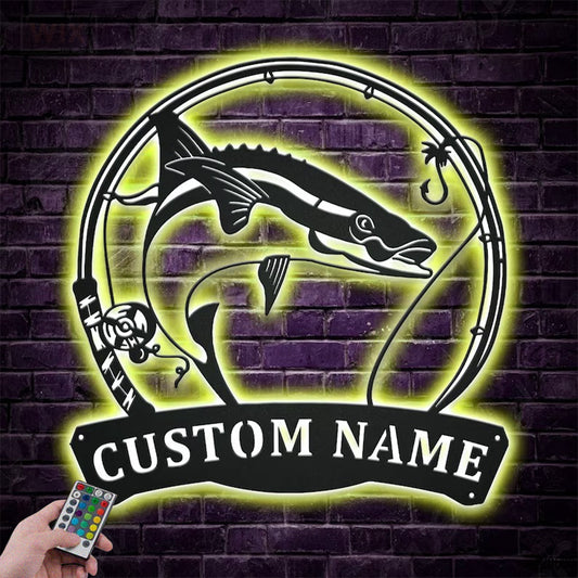 Fishing LED Metal Sign - Wix Decor