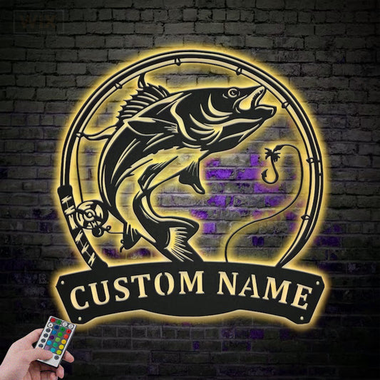 Fishing LED Metal Sign