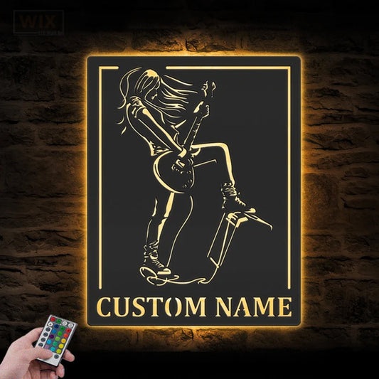 Guitar LED Metal Sign