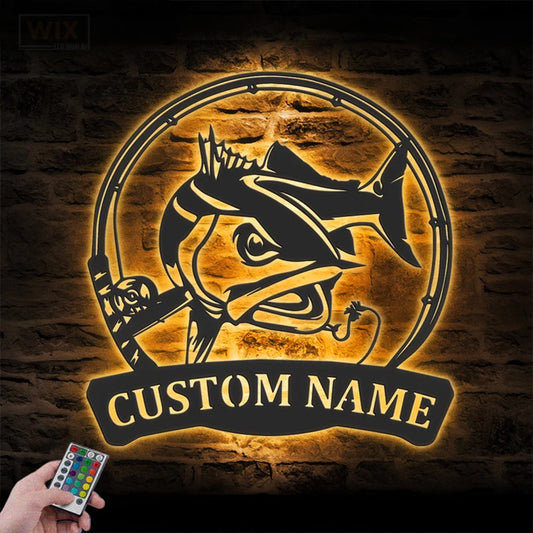 Fishing LED Metal Sign - Wix Decor