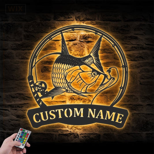 Fishing LED Metal Sign - Wix Decor