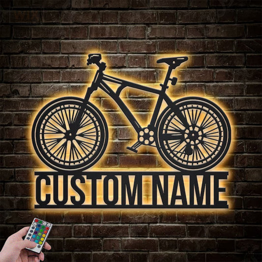 Mountain Bike LED Metal Sign - Wix Decor