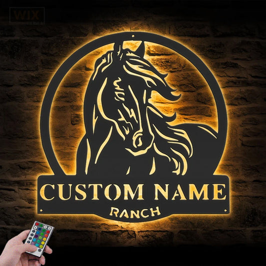 Horse LED Metal Sign