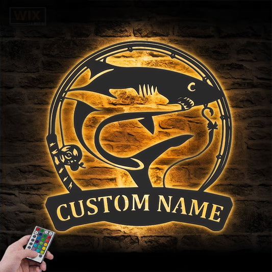 Fishing LED Metal Sign - Wix Decor