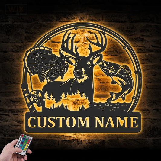 Fishing LED Metal Sign
