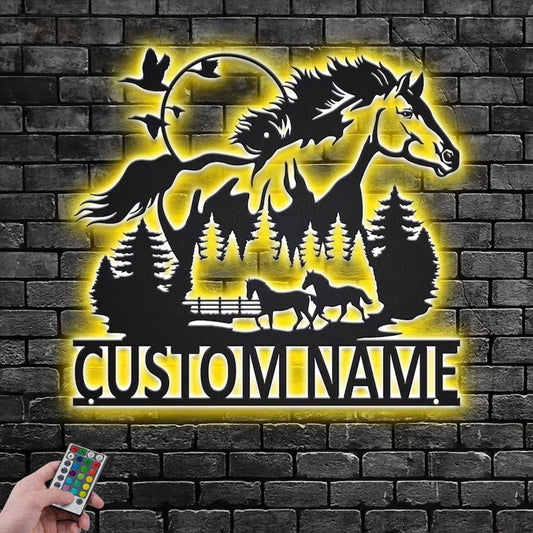Horse LED Metal Sign