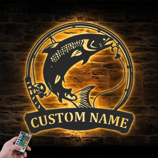 Fishing LED Metal Sign - Wix Decor