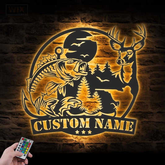 Fishing LED Metal Sign