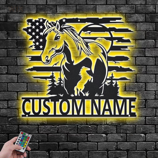 Horse LED Metal Sign