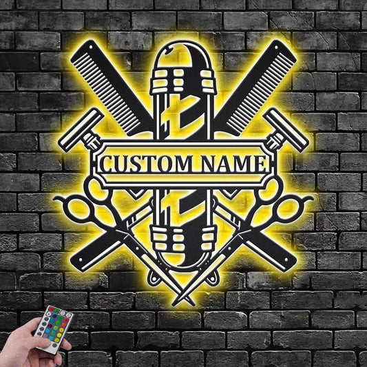 Barber & Salon Led Metal Sign