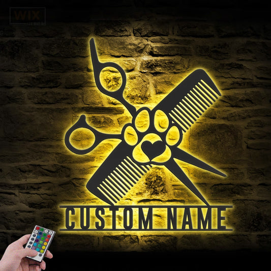 Barber & Salon Led Metal Sign - Wix Decor