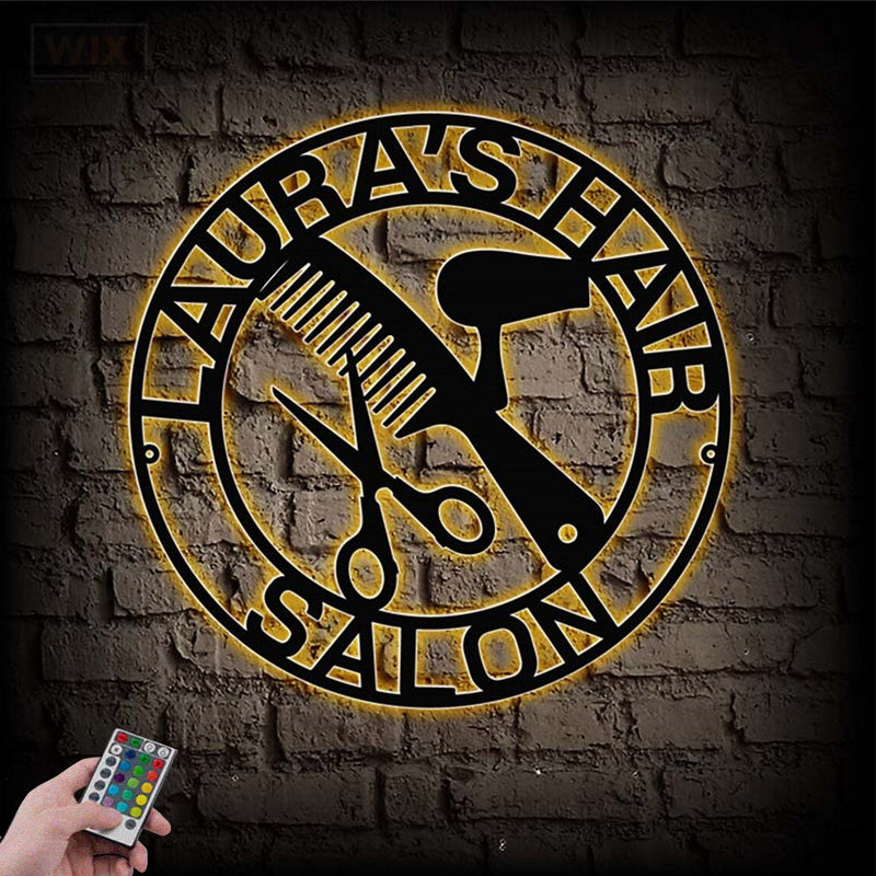 Barber & Salon Led Metal Sign - Wix Decor