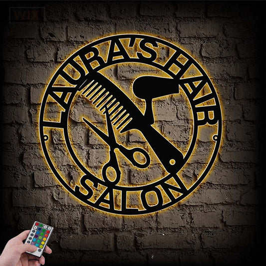 Barber & Salon Led Metal Sign - Wix Decor