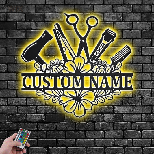 Barber & Salon Led Metal Sign