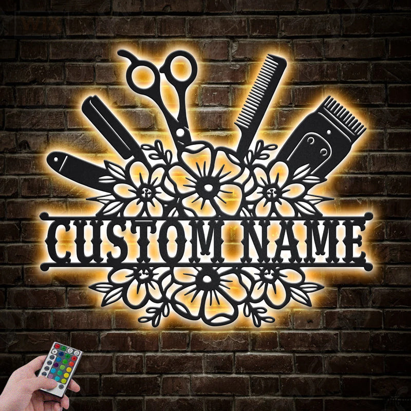 Barber & Salon Led Metal Sign - Wix Decor