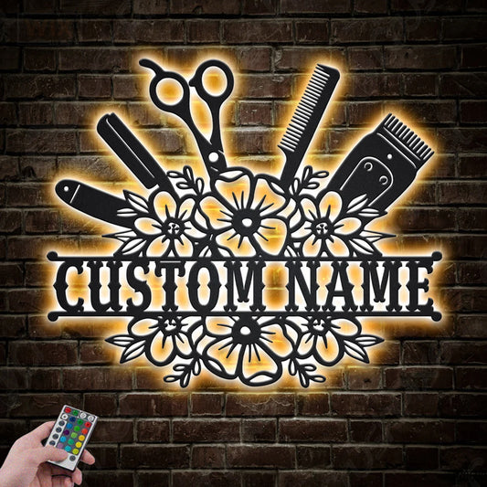 Barber & Salon Led Metal Sign - Wix Decor