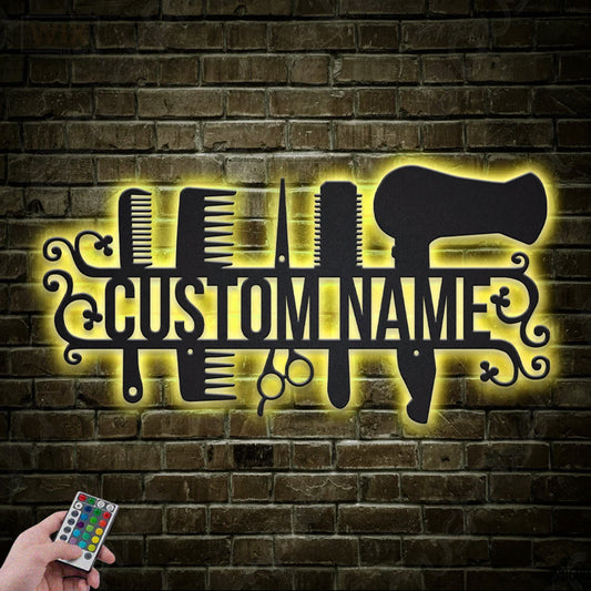 Barber & Salon Led Metal Sign - Wix Decor
