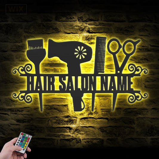 Barber & Salon Led Metal Sign - Wix Decor