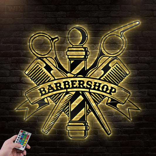 Barber & Salon Led Metal Sign