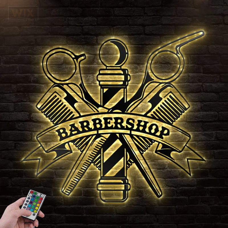 Barber & Salon Led Metal Sign - Wix Decor