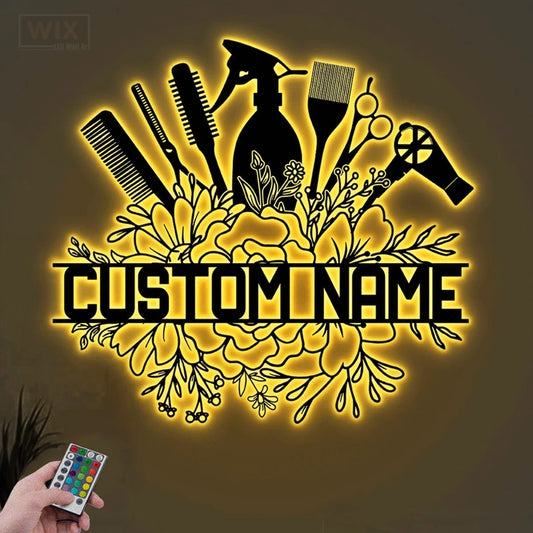 Barber & Salon Led Metal Sign - Wix Decor