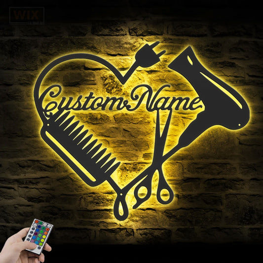 Barber & Salon Led Metal Sign - Wix Decor