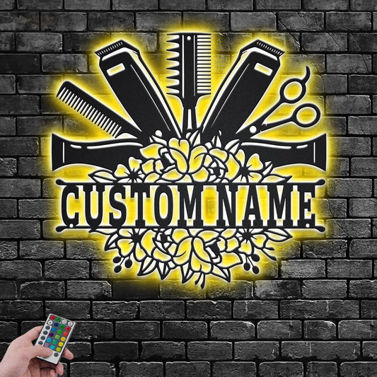 Barber & Salon Led Metal Sign - Wix Decor
