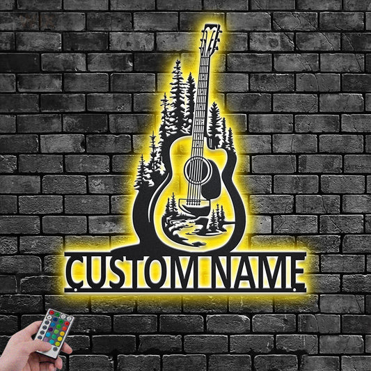 Guitar LED Metal Sign 