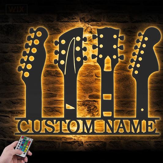 Guitar LED Metal Sign