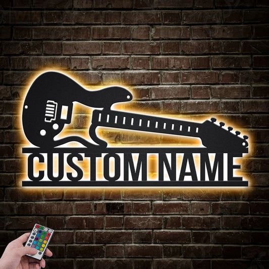 Guitar LED Metal Sign