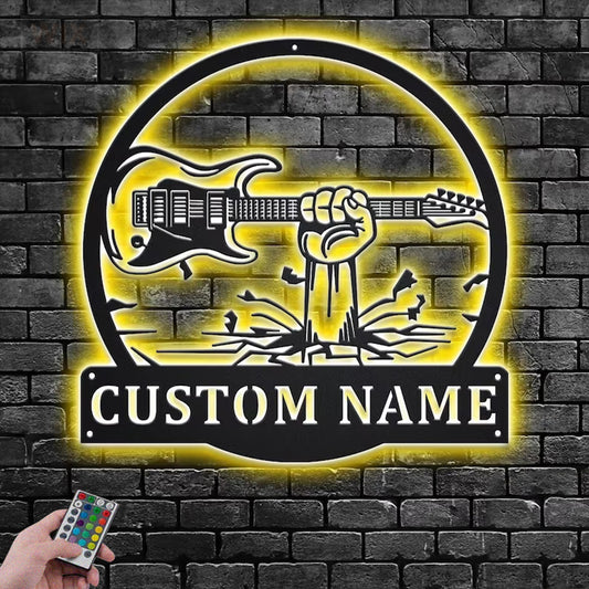 Guitar LED Metal Sign - Wix Decor