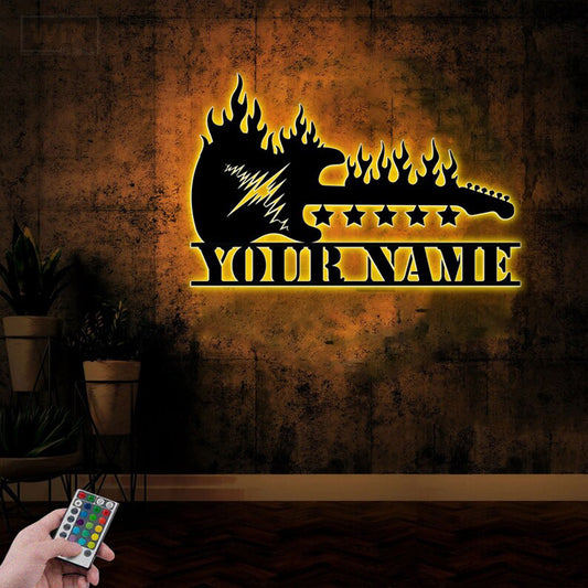Guitar LED Metal Sign 