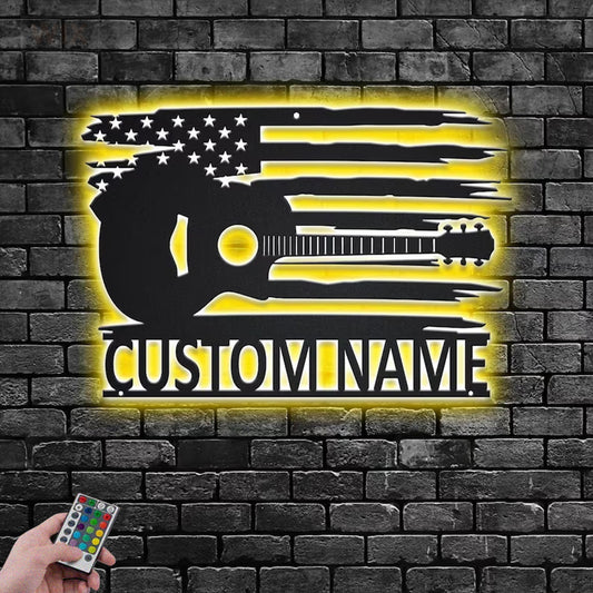 Guitar LED Metal Sign