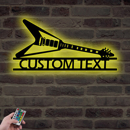 Guitar LED Metal Sign