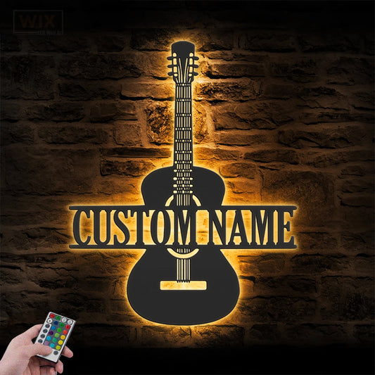 Guitar LED Metal Sign - Wix Decor