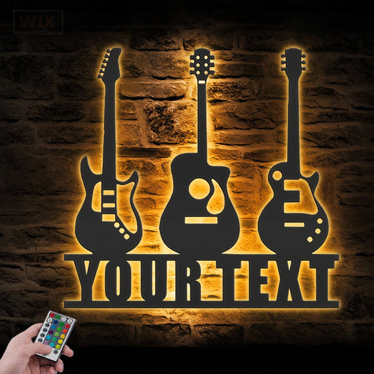 Guitar LED Metal Sign 